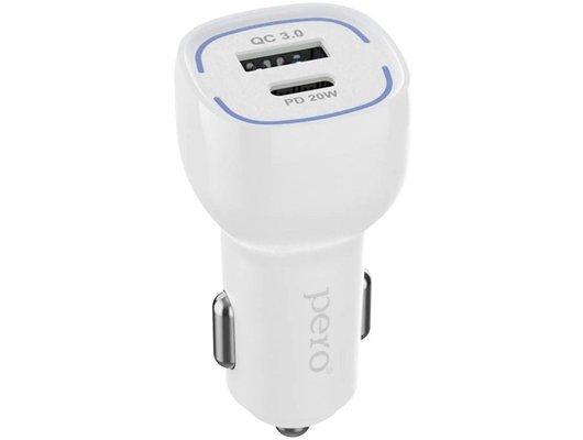 Зарядное устройство PERO AC05 USB-A QC3.0 + USB-C PD, 38W белое