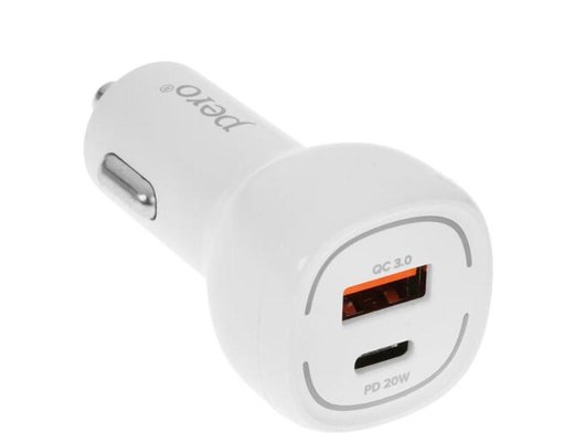 Зарядное устройство PERO AC05 USB-A QC3.0 + USB-C PD, 38W белое