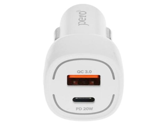 Зарядное устройство PERO AC05 USB-A QC3.0 + USB-C PD, 38W белое