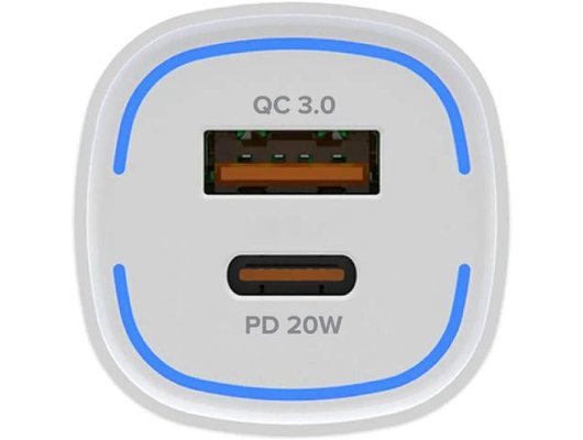 Зарядное устройство PERO AC05 USB-A QC3.0 + USB-C PD, 38W белое
