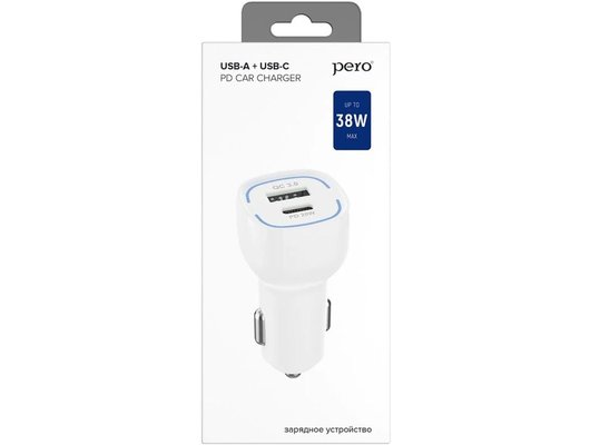 Зарядное устройство PERO AC05 USB-A QC3.0 + USB-C PD, 38W белое