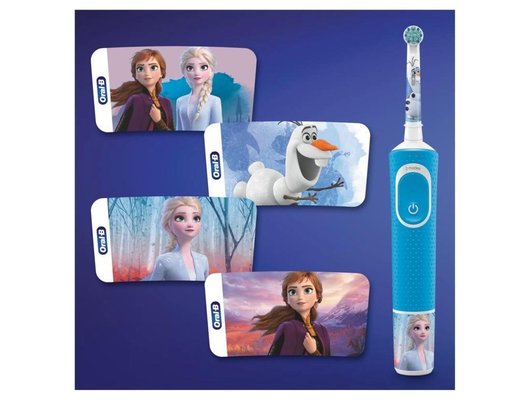 Зубная щетка электрическая для детей ORAL-B Vitality D100.413.2K Kids Frozen (Голубой/розовый) +4 Sticker Pack