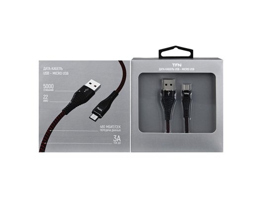 Кабель TFN TypeC forza 2.0m black TFN-CFZUSBCUSB2MBK