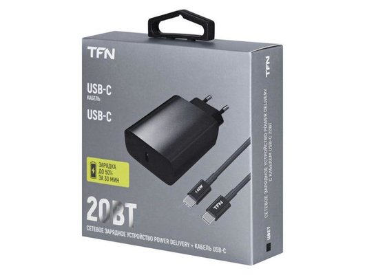 Зарядное устройство TFN СЗУ Type-C PD 20W+кабель Type-C bk TFN-WC36