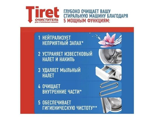 Очистители накипи для ПММ TIRET Очиститель для стиральных машин 250мл