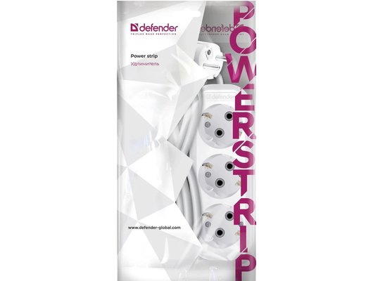Удлинитель Defender R330 16А 3роз./5м белый (99373)
