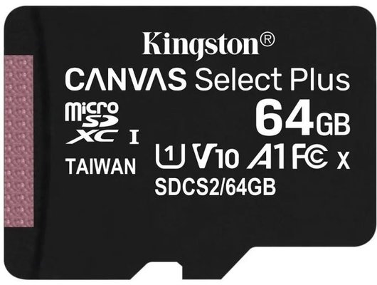Карта памяти Kingston 64Gb microSDXC Canvas Select Plus 100R A1 Class 10 адаптер (SDCS2/64GB)