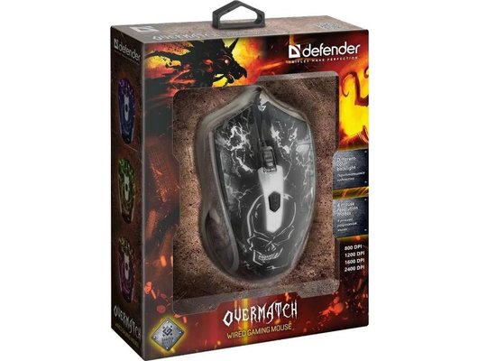Мышь проводная игровая Defender Overmatch GM-069 черный