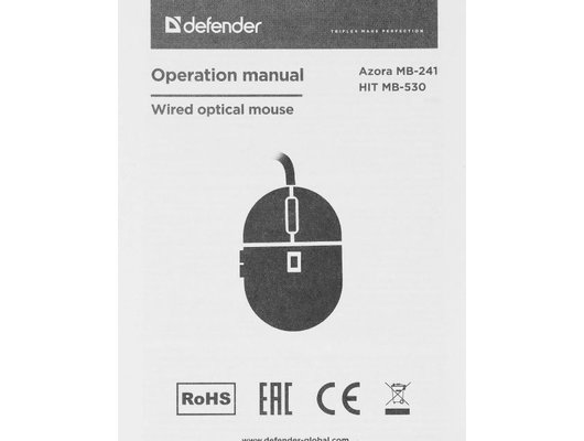 Мышь проводная Defender Azora MB-241 черный