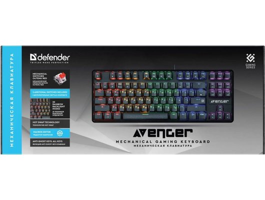 Клавиатура проводная игровая Defender Avenger GK-412 механическая