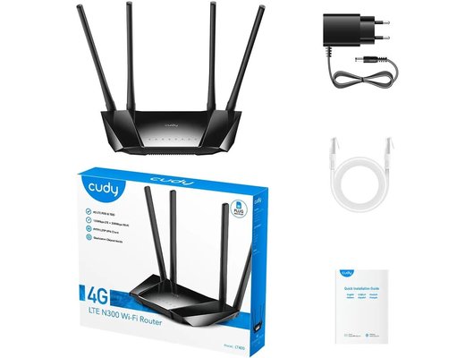 WiFi роутер Cudy LT400 N300 10/100BASE-TX/4G черный