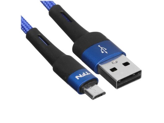 Кабель TFN microUSB Envy 1.2m нейлон blu TFN-C-ENV-MIC1MBL