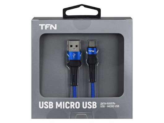 Кабель TFN microUSB Envy 1.2m нейлон blu TFN-C-ENV-MIC1MBL