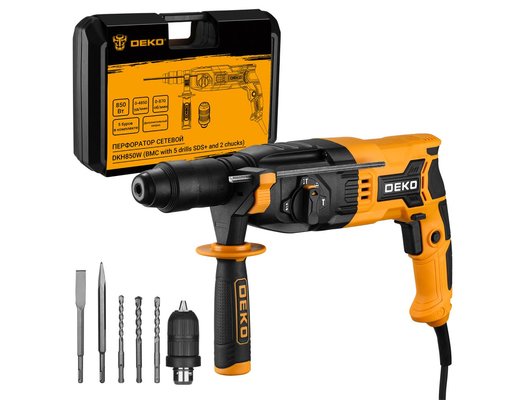 Перфоратор DEKO DKH850W (кейс 5 буров SDS+ доп. патрон) (063-4255)