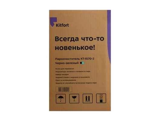 Пароочиститель ручной KITFORT КТ-9170-2 черно-зеленый