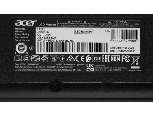 Монитор Acer SA272Ebi /UM.HS2EE.E09/ черный