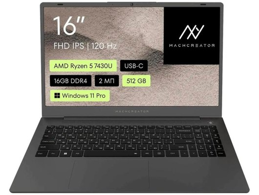 Ноутбук Machcreator One R6 /JJ00G000HRU/Ryzen 5-7430U/16Gb/512Gb/16 FHD IPS/Win11Pro серый