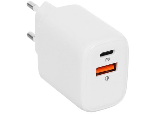Зарядное устройство OLMIO СЗУ 20W, Type-C +USB, PD, QC, white (43365)