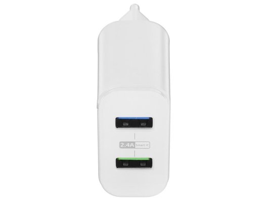 Зарядное устройство OLMIO СЗУ USBx2, 2.4A, Smart IC, white (43370)