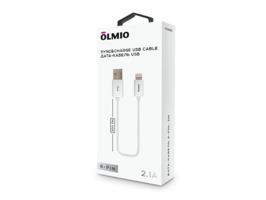 Кабель OLMIO USB 2.0 - Lightning 2м белый (38687)