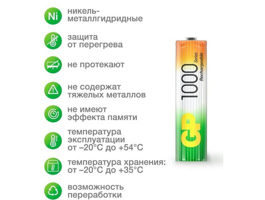 Аккумулятор GP ReEnergy 100AAAHC 2 шт