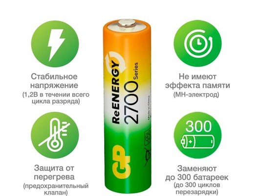 Аккумулятор GP ReEnergy 270AAHC 2 шт
