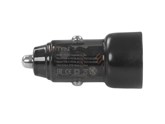 Зарядное устройство TFN TypeC+USB QC/PD 60W б/к black TFN-CC-60W-2110-BK