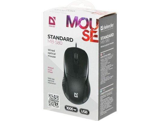 Мышь проводная Defender Standard MB-580 черный