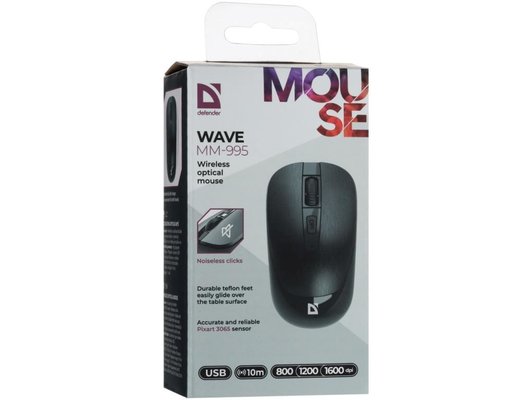 Мышь беспроводная Defender Wave MM-995 черный