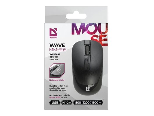 Мышь беспроводная Defender Wave MM-995 черный