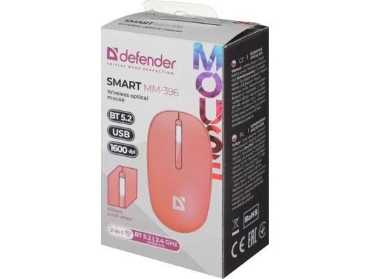 Мышь беспроводная Defender Smart MM-396 красный