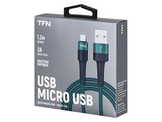 Кабель TFN microUSB Envy 1.2m нейлон green (TFN-C-ENV-MIC1MGRN)