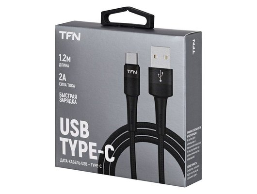 Кабель TFN TypeC Envy 1.2m нейлон black (TFN-C-ENV-AC1MBK)