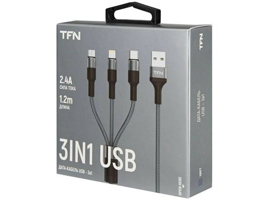 Кабель TFN кабель 3in1 USB graphite TFN-CFZ3IN1GR