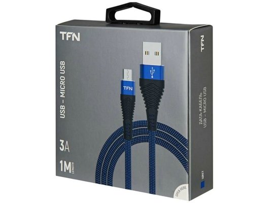 Кабель TFN microUSB forza 1.0m blue-bk CFZMICUSB1MBL