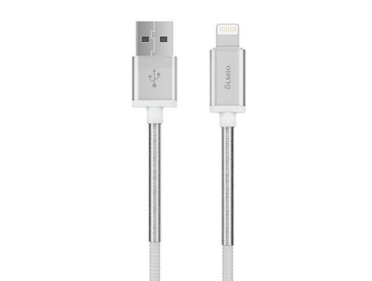 Кабель OLMIO USB 2.0 - lightning, 1.2м, 2.1A, белый,  38645