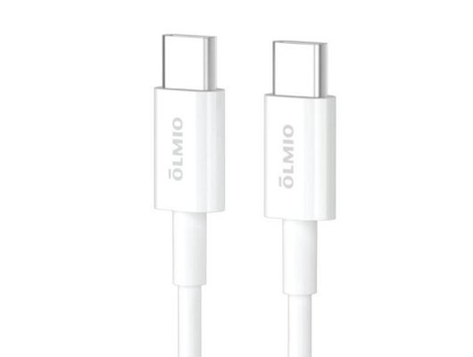 Кабель OLMIO USB2.0, Type-C - Type-C, 2м, белый,  41668
