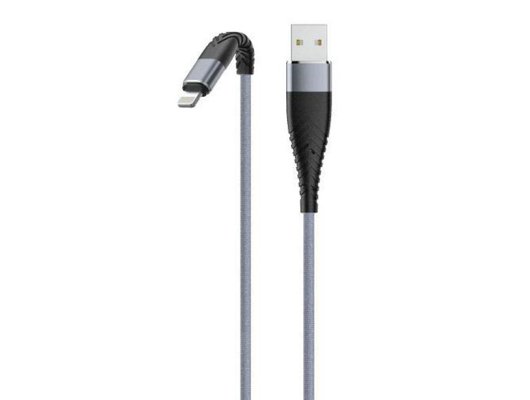 Кабель OLMIO SOLID, USB 2.0 - lightning, 1.2м, 2.1A, титан,  39048