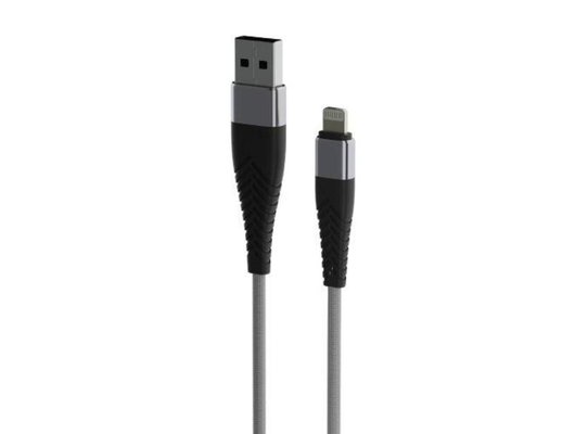 Кабель OLMIO SOLID, USB 2.0 - lightning, 1.2м, 2.1A, титан,  39048