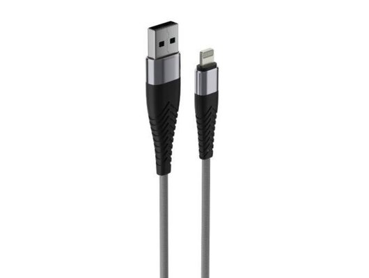 Кабель OLMIO SOLID, USB 2.0 - lightning, 1.2м, 2.1A, титан,  39048