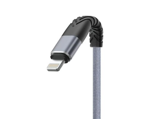 Кабель OLMIO SOLID, USB 2.0 - lightning, 1.2м, 2.1A, титан,  39048