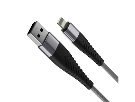 Кабель OLMIO SOLID, USB 2.0 - lightning, 1.2м, 2.1A, титан,  39048