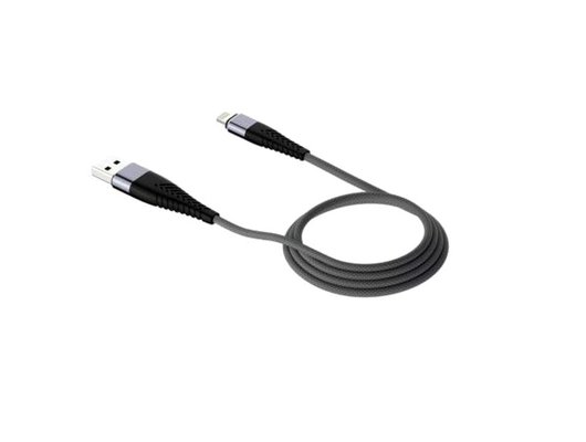 Кабель OLMIO SOLID, USB 2.0 - lightning, 1.2м, 2.1A, титан,  39048