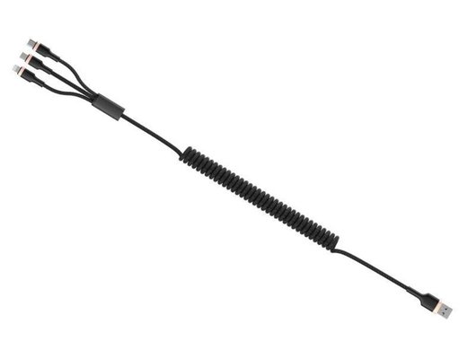 Кабель OLMIO SPRING, USB 2.0  3-в-1, 1.5м, 3A 041623