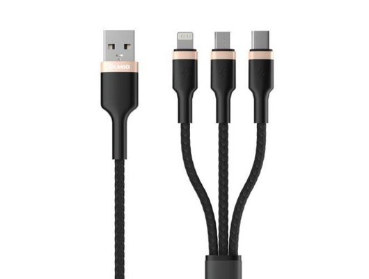 Кабель OLMIO SPRING, USB 2.0  3-в-1, 1.5м, 3A 041623