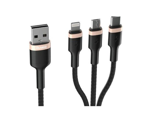 Кабель OLMIO SPRING, USB 2.0  3-в-1, 1.5м, 3A 041623
