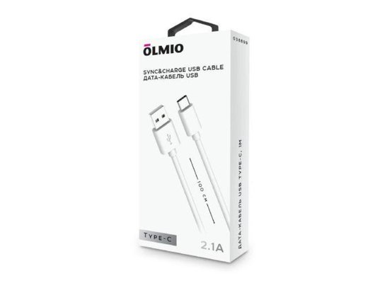 Кабель OLMIO USB 2.0 - USB type-C 1м белый 038899