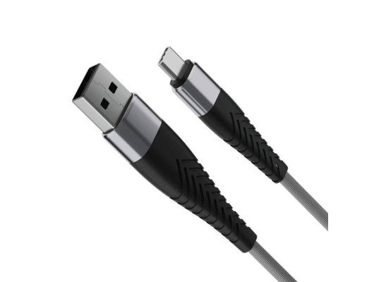 Кабель OLMIO SOLID, USB 2.0 - Type-C, 1.2м, 2.1A, титан, 39050