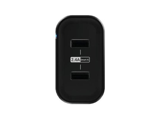 Зарядное устройство OLMIO СЗУ USBx2, 2.4A, Smart IC, black, 43369