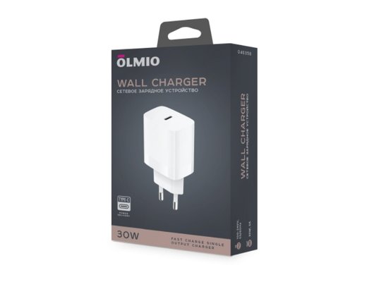 Зарядное устройство OLMIO СЗУ 30W, Type-C, PD, white, 46358